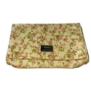 H&M faux wicker raffia handbag clutch purse floral boho festival twee cute
